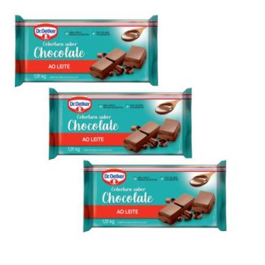 Imagem de Kit c/ 03un Cobertura Barra Chocolate ao Leite 1,01kg (2856) - Dr. Oet