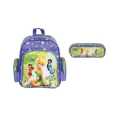 Imagem de Kit Escolar Fadas Sininho Mochila De Costas + Estojo Duplo - Dermiwil