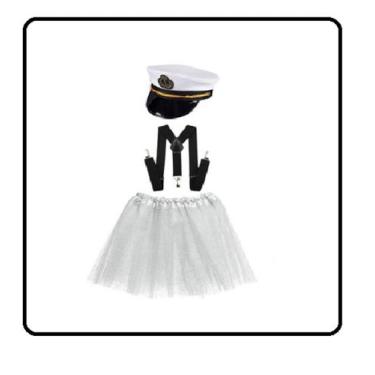 Imagem de Fantasia Feminina Marinheira Com Cap Saia de tule e Suspensório - Em F