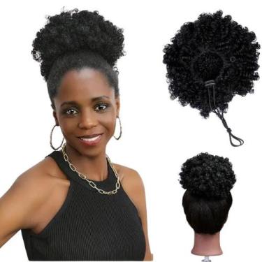 Imagem de Coque Afro Puff 25cm Fibra Premium Preto Natural - D&D Commerce, Preto