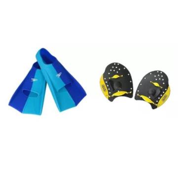 Imagem de Kit Natação Speedo Nadadeira Dual Swim Fin + Palmar Power Paddles Trei