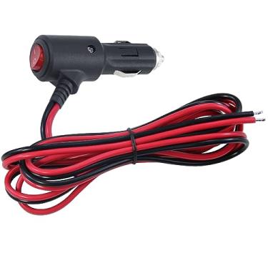 Imagem de Plugue de isqueiro de 12 V com interruptor liga/desliga - 1,8 m 16 AWG fundido 15amp plugue macho de substituição de isqueiro com luzes LED, isqueiro de 12 V com chumbo para refrigerador de carro, rádio Cb, compressor de ar