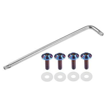 Imagem de Partuto 1 conjunto de parafusos universais antifurto para placa de licença M6 de 1/10.2 cm - Kits de fixação de parafusos de segurança de carro para suporte de quadro de etiqueta de carro com 4