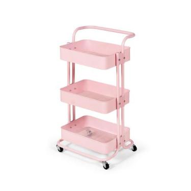Imagem de Carrinho Multiuso Organizador 3 Prateleiras em Ferro - Rosa - Magazine