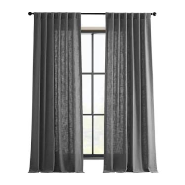 Imagem de HPD Half Price Drapes FHLCH-VET1319X-P Cortina de linho sintético pesado (1 painel), 127 x 300, cinza estanho