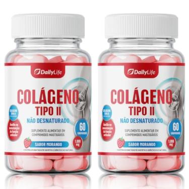 Imagem de Kit 2x Colageno Tipo 2 Uc2 Collagen 40mg Proteína Articulação Joelho 60 Comprimidos Mastigaveis Sabor Morango - Daily Life