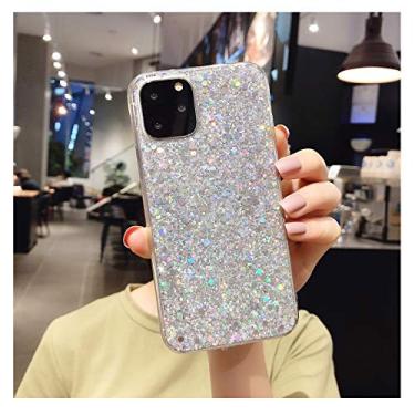 Imagem de Winzizo Capa para iPhone 12 e iPhone 12 Pro, capa de gel transparente com glitter brilhante para mulheres e meninas, capa protetora de telefone de poliuretano termoplástico macio à prova de choque 6,1
