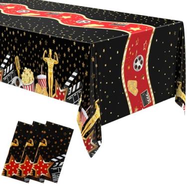 Imagem de Oudain 6 Pcs Movie Night Tablecloth 54 x 108 Inch Movie Theme Table Covers Theme Rectangular Tablecloth for Movie Night Party Supplies Birthday Party Wedding Theater Dining Camping Anniversary Picnics