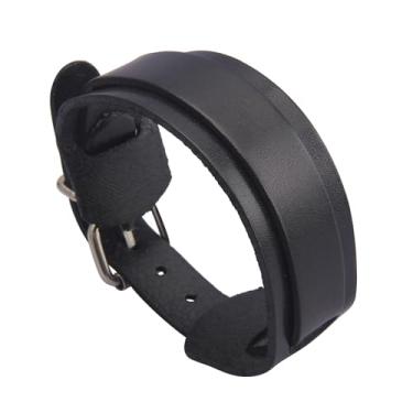 Imagem de JAOYU Pulseira de couro punk pulseira de couro gótico pulseira de rock pulseira de motociclista para homens pulseira de couro preta joias feitas à mão - presentes para meninos adolescentes, Large,