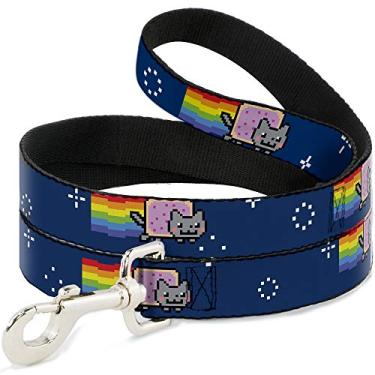 Imagem de Coleira para cães Nyan Cat Flying in Space Blue 1,8 m de comprimento 2,5 cm de largura