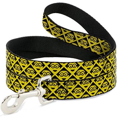 Imagem de Buckle-Down Coleira para animais de estimação - blocos de diamantes minion amarelo/preto - 1,5 m de comprimento - 2,5 cm de largura