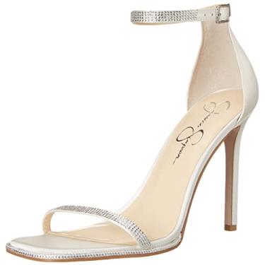 Imagem de Jessica Simpson Sandália feminina Ostey com tira no tornozelo e salto, Branco, 38