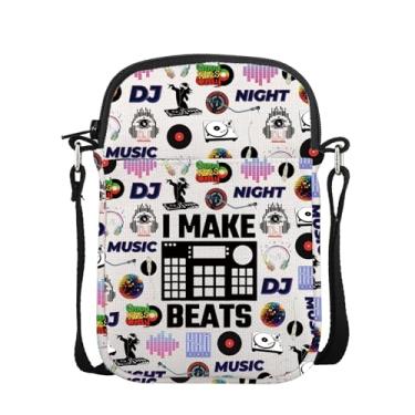 Imagem de POFULL Presentes para amantes de música DJ Presente para produtores musicais Presente de disco de vinil Presentes DJ Player de música Presente I Make Beats Bolsa transversal, I Make Beats