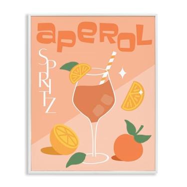 Imagem de Stupell Industries Aperol Spritz Typography Framed Giclee Wall Art Design por Anna Quach, moldura branca, 40,6 x 50,8 cm