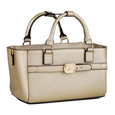 Imagem de CRS Cross Bolsa lateral de pista. Bolsa de acessórios para patinação no gelo, patins, patinadores em linha, dança, torcida. Organiza protetores de garrafa de água para telefone, Dourado, One Size