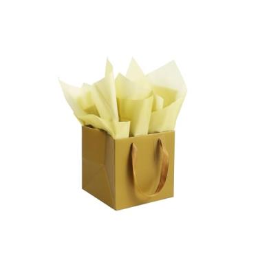 Imagem de ADIDO EVA 10 sacos de presente quadrados dourados com papel de seda pequenos sacos de presente quadrados sólidos com alças para lembrancinhas de festa (20 x 20 x 20 cm, dourado)