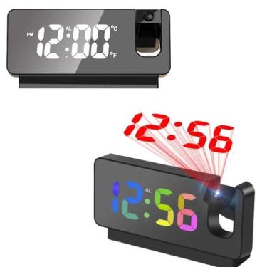 Imagem de Relógio Digital Espelhado Projetor Horas Temperatura Umidade Alarme - 