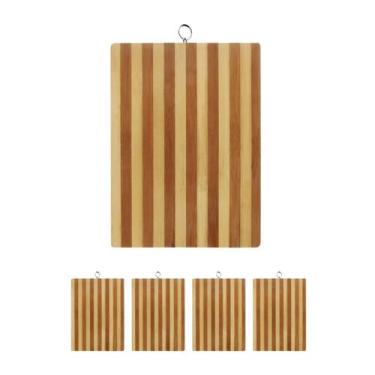 Imagem de 4un Tábua corte bambu 29x19  carne c/ alça cozinha madeira - Tuut