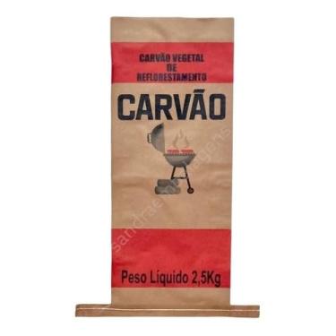 Imagem de Embalagens Para Carvão Vegetal 2,5 Kg Papel Kraft Costurada - Kit com 100 Sacos Reforçados