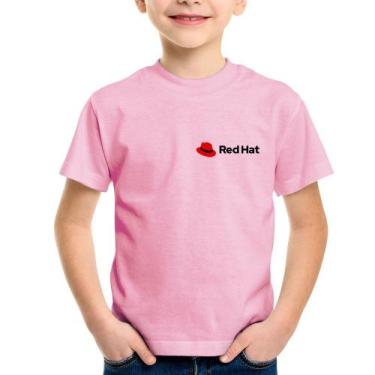 Imagem de Camiseta Infantil Red Hat Linux - Foca na Moda, Rosa bebê, 8