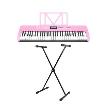Imagem de Teclado Musical Waldman WTS-300 Rosa + Suporte Em X