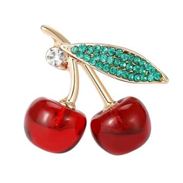 Imagem de Broche de cereja de frutas para mulheres e homens broche de strass de cristal austríaco 3D engraçado fofo corpete lapela broche roupas acessórios mochila chapéu decoração emblemas xaile alfinetes moda