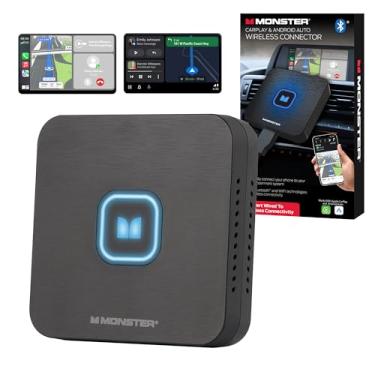 Imagem de Monster Adaptador CarPlay sem fio compatível com Apple CarPlay e Android Auto, atualização com fio CarPlay e Android Auto para sem fio, dongle CarPlay sem fio pequeno e compacto, cabos USB-C e USB-A