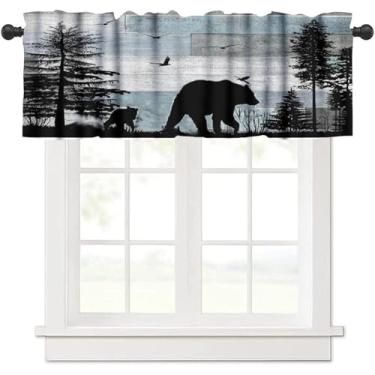 Imagem de Cortinas de cabana retrô rústicas chalés ursos veados alce animais selvagens tratamento de janela cortinas curtas para banheiro quarto sala de estar 137 x 45 cm 1 painel