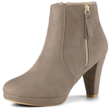 Imagem de Bota feminina Allegra K com zíper lateral e plataforma baixa, salto grosso, cano curto, Nude, 9