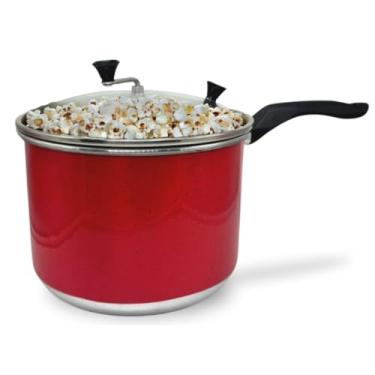 Imagem de Panela Pipoqueira Nº 20 Alumínio Vermelho com Tampa de Vidro 4 Litros – Praticidade e Qualidade!