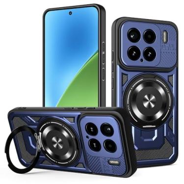 Imagem de Kukoufey Capa compatível com Xiaomi 15 5G 24129PN74G 24129PN74I 24129PN74C, compatível com MagSafe, suporte magnético giratório de 360 graus, capa para celular azul
