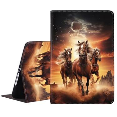 Imagem de POIUYTREW Capa para Samsung Galaxy Tab S10 Plus (2024)/S9 Plus/S9 FE Plus 5G 12,4 polegadas (2023), capa fólio de couro PU capa inteligente com suporte e hibernação automática, cavalo correndo