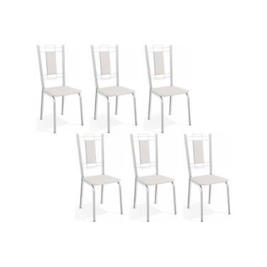 Imagem de Cadeira de Cozinha Florença C005 Kit 6 Un Cromada/Branco 106 - Kappesb