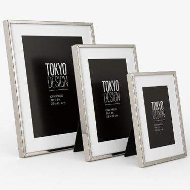 Imagem de Trio de Porta Retrato Prata Paspatur Metal Aço Inox Calisto - Multiart