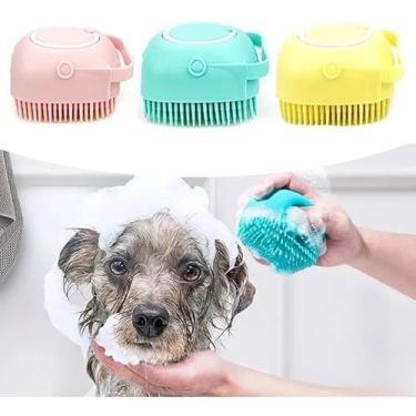 Imagem de Lava Pelo Pet Escova Banho Cachorro Gato Dispenser Shampoo (Verde)