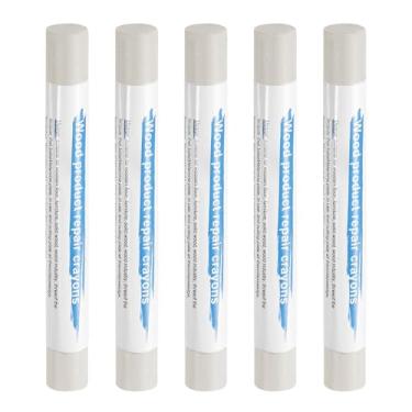 Imagem de HARFINGTON 5 peças de bastões de enchimento de madeira, cera de madeira, retoque de móveis, gizes de cera de reparo para madeira, titânio branco B