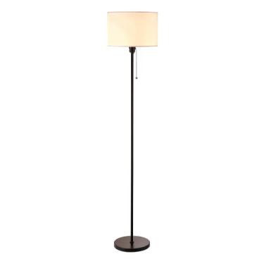 Imagem de O'Bright Ted - Abajur de tambor, interruptor de corrente de puxar, soquete E26, design minimalista moderno, luminária de chão simples para sala de estar, quarto, escritório, preto