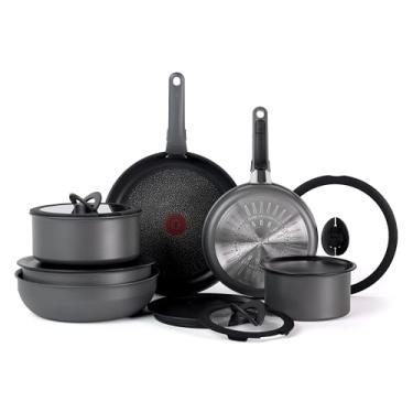 Imagem de Conjunto de panelas antiaderentes T-fal Ingenio Expertise, 14 peças, indução, seguro para grelhar no forno 1400F, alça removível/removível, cozinha, panelas e frigideiras, trailer, acampamento,