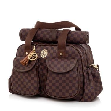 Imagem de Bolsa Maternidade Lequiqui Escocesa Grande - Marrom