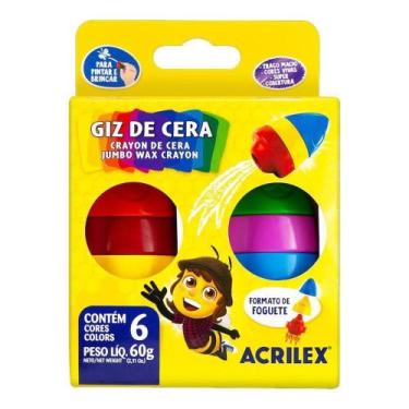 Imagem de Giz de cera foguete 6 cores   acrilex   unid