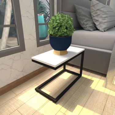 Imagem de Mesa De Cabeceira Industrial Branca Off White Canto Quarto Cabeceira Mesinha Cabeçeira Cabiceira