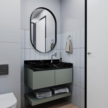 Imagem de Gabinete-toucador Para Banheiro 80cm Melissa Com Cuba Esculpida Em Porcelanato Pistache