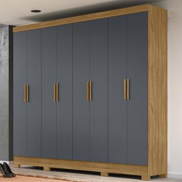 Imagem de Guarda-roupa Casal 8 Portas 4 Gavetas E Pés Diplomata Freijó-cinza