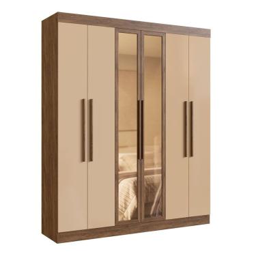 Imagem de Guarda Roupa Casal 100% Mdf Malibu 6 Portas 2 Gavetas Castanho-nude