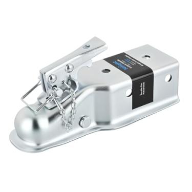 Imagem de Nilight Acoplador de reboque reto com trava de segurança e corrente para bola de engate de 5 cm, canal de 7,5 cm, 2,268 kg, acoplador de lingueta de reboque resistente para instalação de perua
