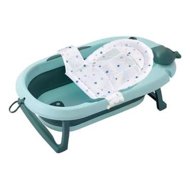 Imagem de Kit Banheira Dobrável C/ Termômetro Rede Flutuante P/ Banho - Tibaby, 