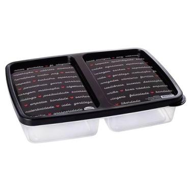 Imagem de Pote Retangular Presunto e Queijo com 2 Divisórias Plasútil Corações