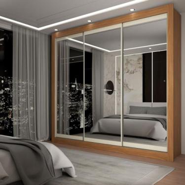 Imagem de Guarda-Roupa Casal Del Plata 3 Portas 4 Gavetas Espelhado Cinamomo/Off