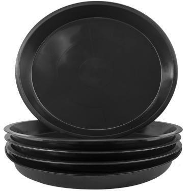 Imagem de OUPSAUI Prato de plástico para vasos Black Plant Saucer de 25,4 cm, 35,5 cm, 40,6 cm, 45,7 cm, 5 unidades de bandeja de gotejamento para plantas internas e externas, bandeja de gotejamento para plantas sem furos (40,6 cm)
