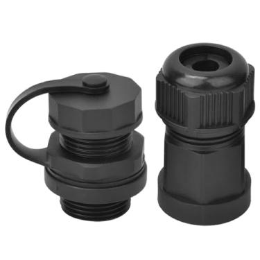Imagem de Conector fêmea IP67 RJ45-8P para cabo de rede CAT5/6, soquete de cabo de extensão RJ45 à prova de fogo, preto, adequado para 3C, médico, IoT, segurança, eletrodomésticos, militares (Core +1 Shell)